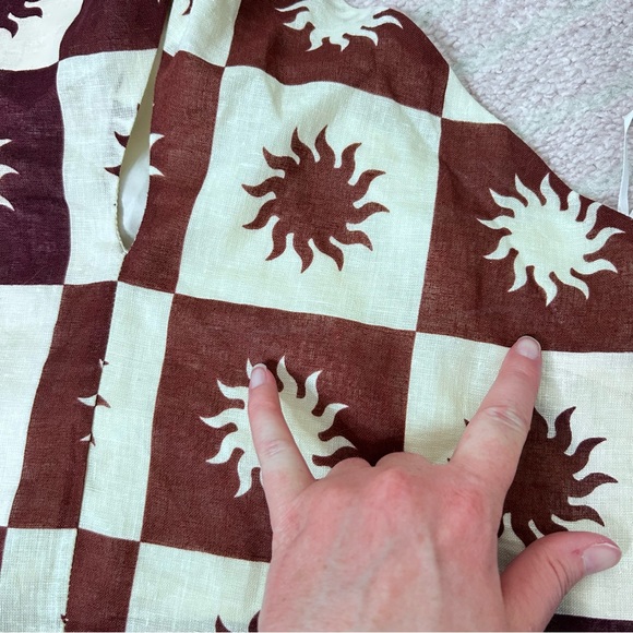 NWT Petal & Pup Cream and Brown Checkered Sun Pattern Halter Top Size Small - Picture 10 of 11